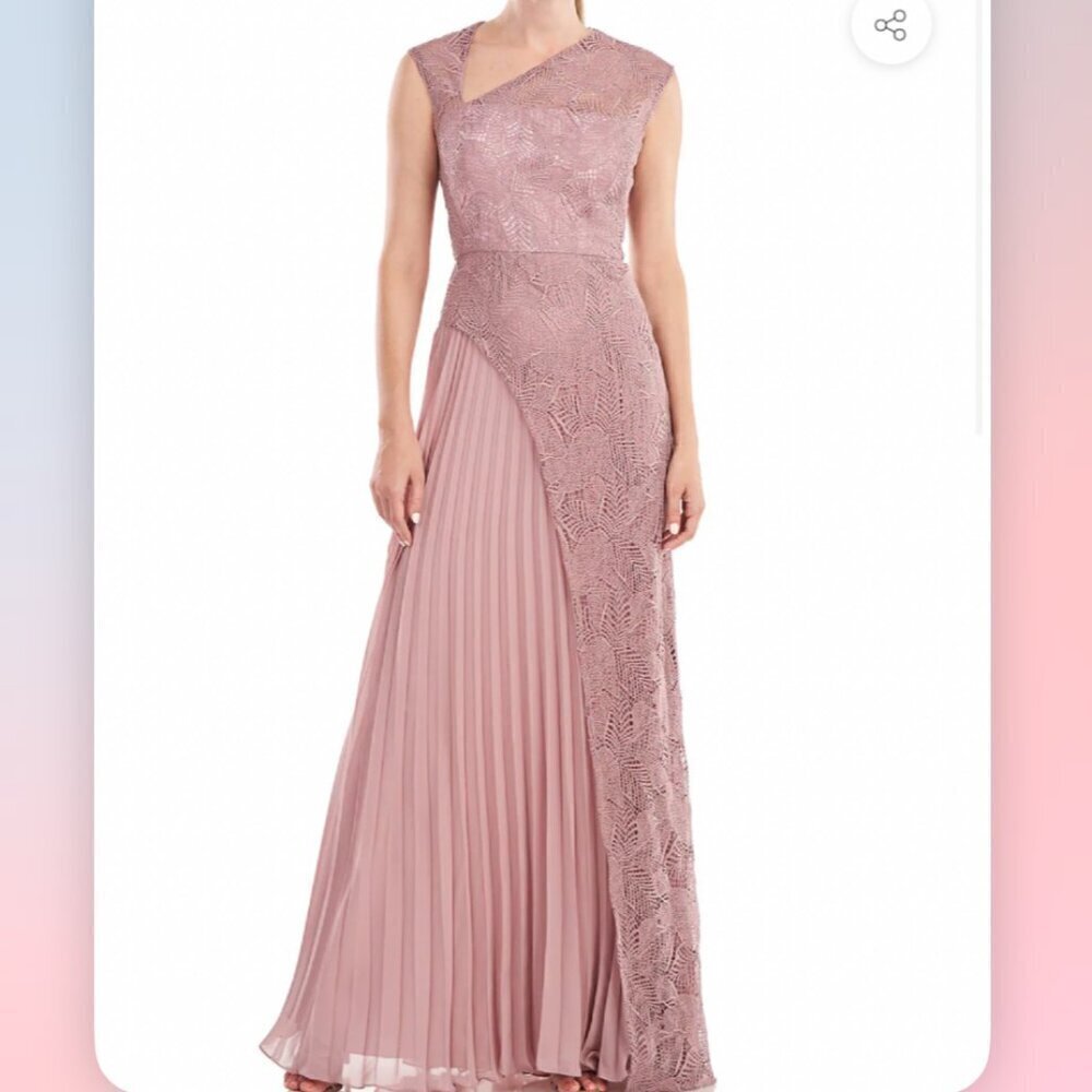 Kay Unger NWT SZ10 Lilac Mauve Layered Lace Gown Formal Mother of Bride Black Ti